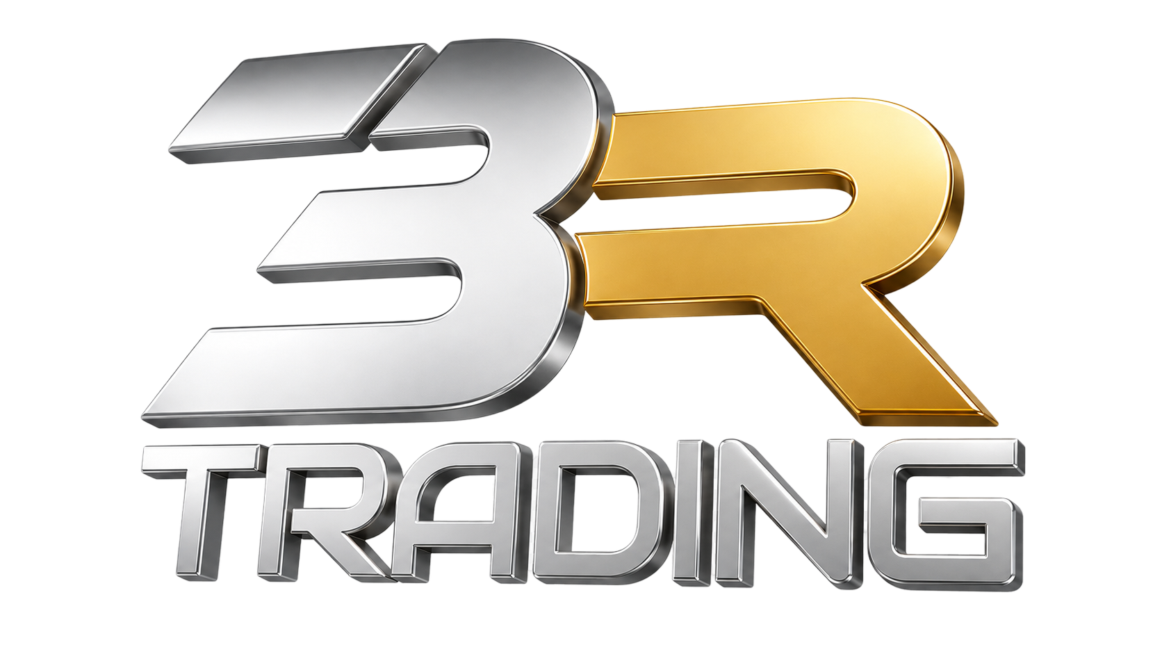 Marca 3R Trading em relevo dourado e prata